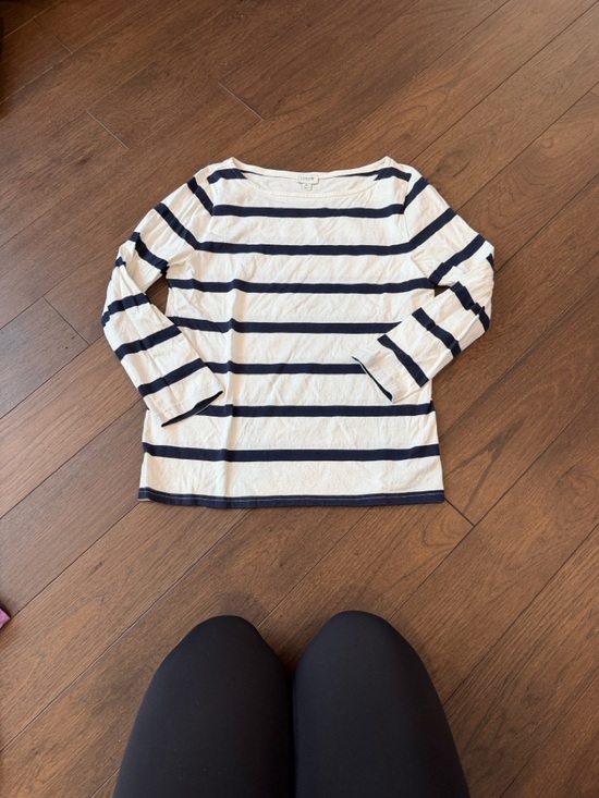 J. Crew Tops - J. Crew Navy and White Striped Top Long Sleeve Medium C1-009